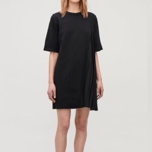 COS pleated panelled knit short sleeve mini dress tunic size small black